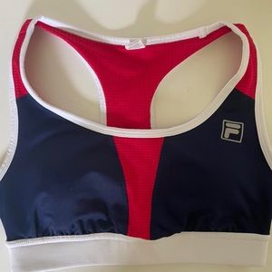 Fila Razorback Sports Bra Navy Blue, Red, and White SMALL